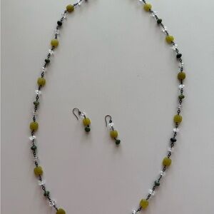 Silpada Green Beaded Necklace & Earrings Set